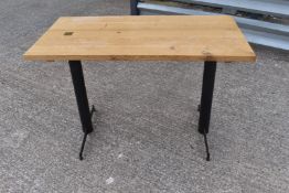 1 x Solid Oak Rectangular Restaurant Dining Table - Natural Rustic Knotty Oak Top With Black Cast