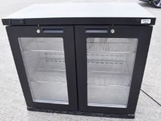 1 x Osborne 220E Two Door Backbar Bottle Cooler - Black Finish - Dimensions: H80 x W90 x D53 cms - C