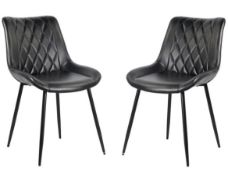 4 x Vintage Style Restaurant Dining Chairs With a Grey Faux Leather Upholstery - New and Unused