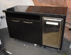 1 x Prep Counter Featuring Under Storage, Black Galaxy Worksurface and Integral Stainless Steel Bin