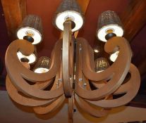 1 x Large Artisan Wooden Candelabra 8 Light Chandelier - Approx Dimensions: Diameter 90cm