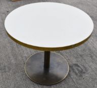 1 x Round Industrial-style Bistro Table with Sturdy Metal Bronzed Base, Brass Edging And Marble