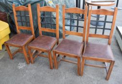 4 x Restaurant Dining Chairs Wirth Lattice Backs and Faux Leather Seat Pads