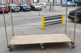 1 x Large Transport Trolley With Six Heavy Duty Castors and Side Rails - Dimensions: H148 x W220 x