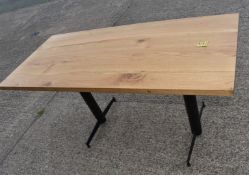 3 x Solid Oak Rectangular Restaurant Dining Tables - Natural Rustic Knotty Oak Top With Black Cast