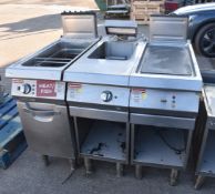1 x Angelo Po Cook Station Featuring a Single Tank Fryer, Chip Warmer, Solid Top Griddle & Prep Unit