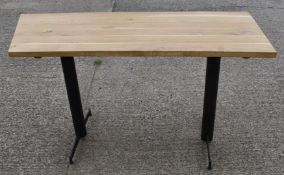 1 x Solid Oak Rectangular Shaped Restaurant Dining Table - Natural Rustic Knotty Oak Top With