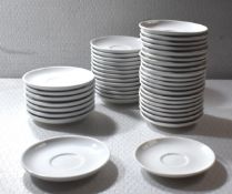 42 x White Porcelain Saucers - Brands Include 12cm Royal Porcelain and 11cm Inker - Ref: SWA221