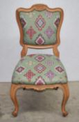 1 x Salon Baroque Style Chair Featuring a Carved Beech Wood Frame and Konya Basil Style Woven Fabric