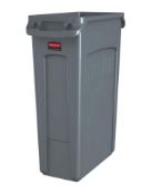 1 x Rubbermaid Slim Jim 87l Waste Bin With Venting Channels - Colour: Grey - Type: FG354060 -