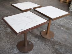 3 x Marble Topped Bistro Tables With Sturdy Metal Frames
