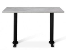 1 x Restaurant Dining Table With Twin Cast Iron Base and Rectangular Light Grey Top - Size: 120 x 70