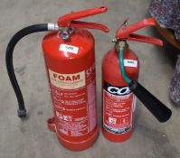 2 x Fire Extinguishers Including a 6L Foam and 2KG Co2 - Unused