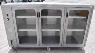 1 x Bridge Catering Bespoke Three Door Hot Cupboard Featuring a Stainless Steel Finish and Glass Doo