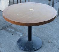 3 x Restaurant Tables With Heavy-duty Duty Pedestal Bases and Wooden 90cm Round Tops