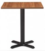 1 x Restaurant Dining Table With Cast Iron Cross Base and Square Walnut Top - Size: 70 x 70 cms -