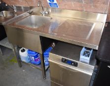 1 x Stainless Steel Sink Unit Featuring Appliance Space, Drainer, Upstand, Wash Bowl and Mixer Tap