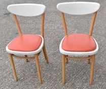4 x Contemporary Restaurant Dining Chairs Featuring a Beech Finish with Orange Seat Pads and White