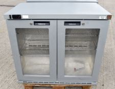 1 x Osborne 220E Two Door Backbar Bottle Cooler - Silver Finish - Dimensions: H80 x W90 x D53 cms -