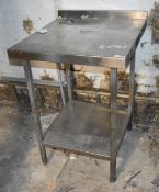 1 x Stainless Steel Prep Table With Undershelf - Size: H90 x W66 x D69 cms