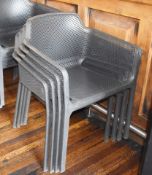 6 x Nardi Net Outdoor Stackable Armchairs With an Anthracite Finish - Italian CATAS Certificatied