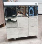 1 x GODI High-end Freestanding Mirrored 1-Door Bathroom Unit, In White - Unused Boxed Stock