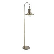 1 x Searchlight Fisherman Floor Lamp With an Antique Brass Finish and Glass Shade - Height 161 cms