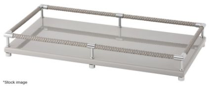 1 x RIVIERE Luxury Leather-Trim Lacquered Tray in Grey - Original Price £419.00 - Unused Boxed Stock