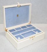 1 x ASPINAL OF LONDON Embossed Luxury Leather Jewellery Box, in Cream - Original Price 695.00 -