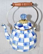 1 x MACKENZIE-CHILDS Royal Check 2-Quart Tea Kettle - Original Price £163.00 - Unused Boxed Stock