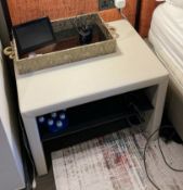 Pair of Faux Leather Upholstered Bedside Tables in Light Grey
