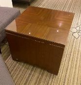 1 x Solid Wood Glass-topped Cube Coffee Table With Marquetry Detail On Top - Recently Procured