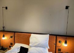 A Pair Of Stylish Hanging Light Fittings - Drop 123cm - CL894 - Ref: BED2 - NO VAT ON THE HAMMER -