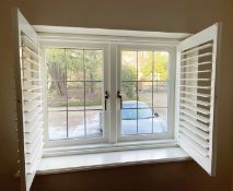 1 x Hardwood Timber Double Glazed Leaded 2-Pane Window Frame fitted with Shutter Blinds