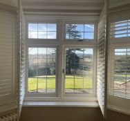 1 x Hardwood Timber Double Glazed Window Frames fitted with Shutter Blinds, In White - Ref: PAN103