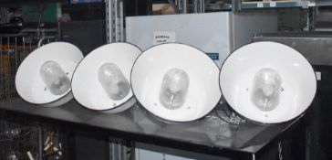 4 x Vintage Szarvasi Industrial Enameled Ceiling Lights - 36 cms Diameter