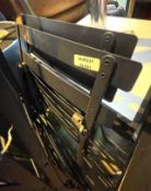 Set of 4 x Folding Metal Chairs With Slatted Seats and Back Rests
