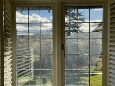 1 x Hardwood Timber Double Glazed Leaded 2-Pane Window Frame fitted with Shutter Blinds