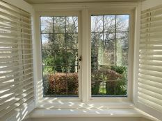 1 x Hardwood Timber Double Glazed Leaded 2-Pane Window Frame fitted with Shutter Blinds - Ref: