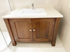 1 x Bespoke Luxury Marble-topped 2-Door Solid Wood Double Vanity Unit with Villeroy+Boch Basin & Tap
