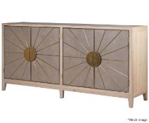 1 x  Art-Deco-inspired 4-Door Sideboard with Brass Details & Limed Oak Finish  - Original RRP £3,790
