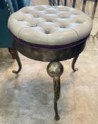 1 x FORBIDDEN Unique Bespoke Handcrafted 3-Legged Stool with Sculptural Metal Base