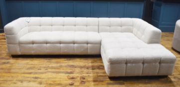 1 x Luxury Bespoke Handcrafted Right-Handed L-Shaped Lounge Sofa Richly Upholstered in a Cream