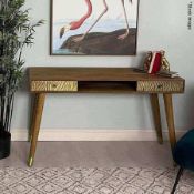 1 x DUTCH IMPORTS Embossed Leaves Brass Fronted Wooden Desk - Original RRP £500.00 - Recently