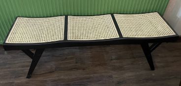 1 x Designer Rattan Bergere Style 3-Seater Bench in Black