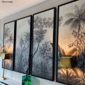 1 x Black & White Palm Quadtych Wall Art Picture in 4 Framed Sections - Original Price £350.00 -