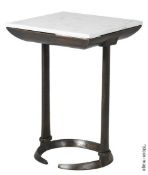 1 x Designer Brand Marble Topped Square Table Featuring an Industrial-style Heavy Metal Base