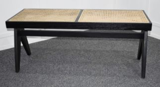 1 x Designer Brand Rattan Bergere Style 2-Seater Bench in Black