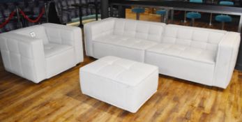 3-Piece Sofa Set, Upholstered with a Premium Upholstery in a Neutral Tone