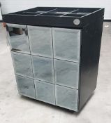 1 x GODI High-end Freestanding Mirrored 1-Door Bathroom Unit, In Black With A Textured Finish - Ex-